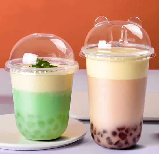 U Shaped Bubble Tea Cup with Lovely Lid